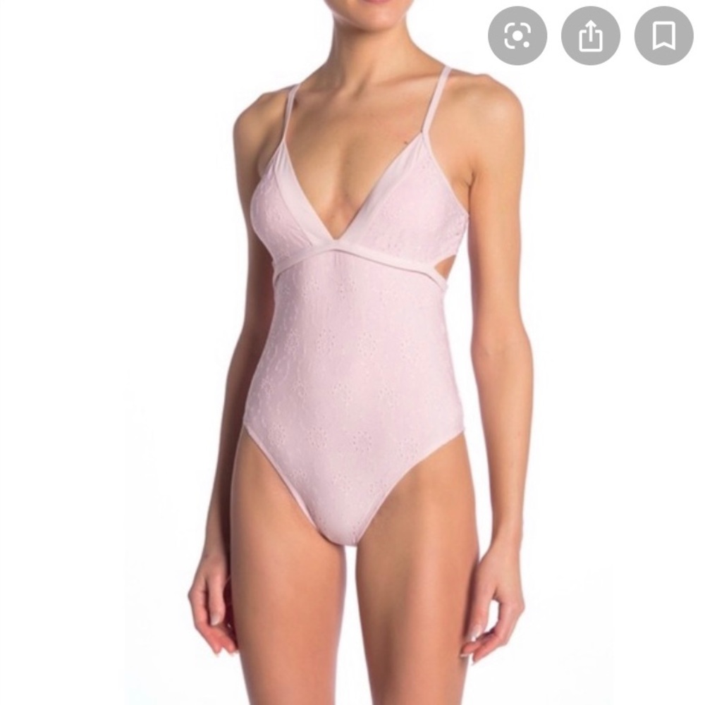Splendid Pink Eyelet Cut Out Swimsuit